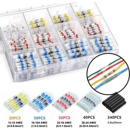 500PCS Heat Shrink Solder Sleeve Seal Electrical Waterproof Insulated Wire Connectors Butt Terminals & Fast connect Shrink Tube