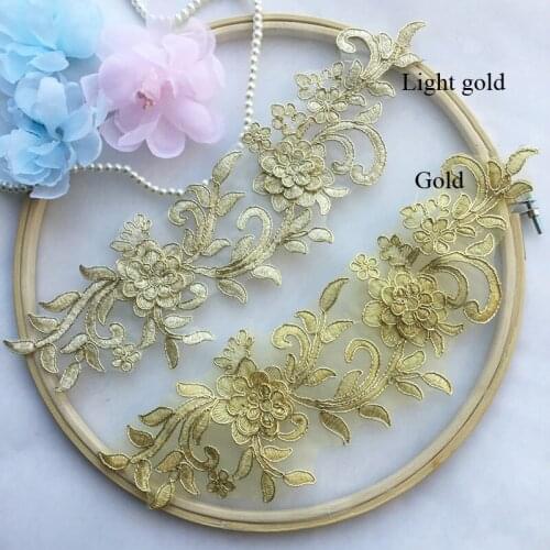 High-quality sewing 3D Gold lace applique neckline exquisite decoration handmade trim embroidery fabric accessories lace fabric