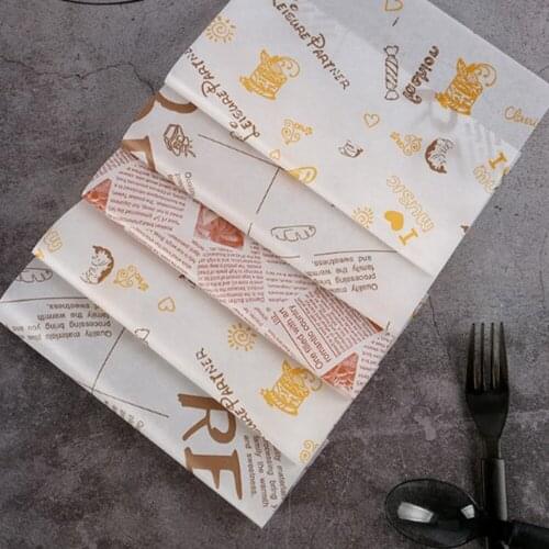 50pcs/greaseproof Paper Tower Animal English Pattern Food Packaging Parchment Paper French Fries Burger Cake Sandwich Wax Paper