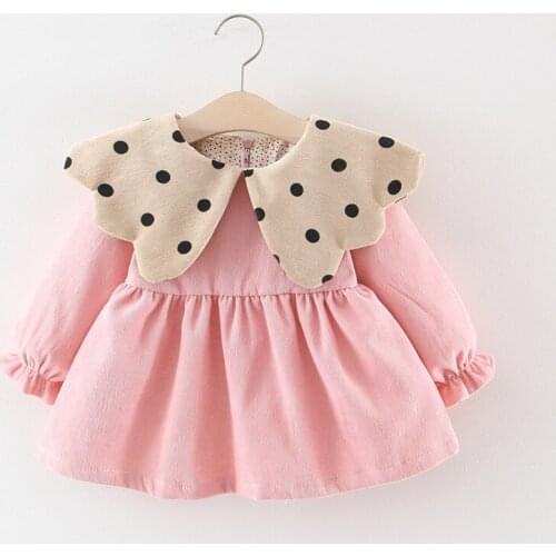 Winter Baby Girl Long Sleeve Dress Childrens Color Polka Dot Babies Dress Infant Cordu Christmas Dress