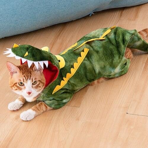 Winter Warm Pet Dog Cat Clothes Funny Crocodile Transformed Jacket Funny Halloween Cosplay Costume Party Jacket outfit