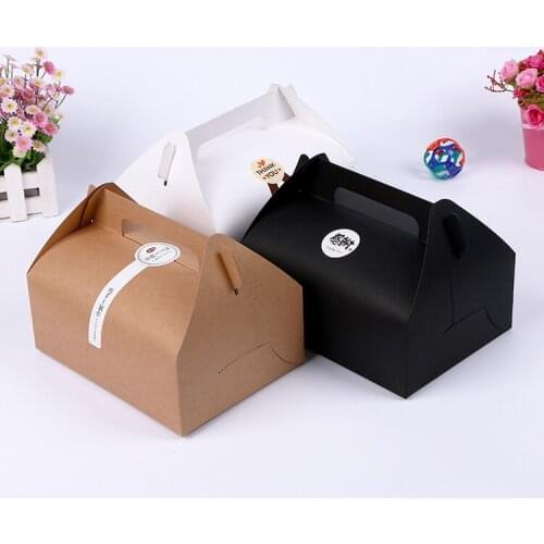 100pcs 20*15*8cm Kraft Paper Cake Box with Handle Candy Box Food Packing Free Shipping wen6247
