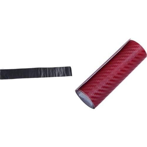 2 Pcs Car Vehicle DIY 3D Carbon Fiber Vinyl Wrap Roll Film Sticker Decal 70X10Cm Black & Wine Red