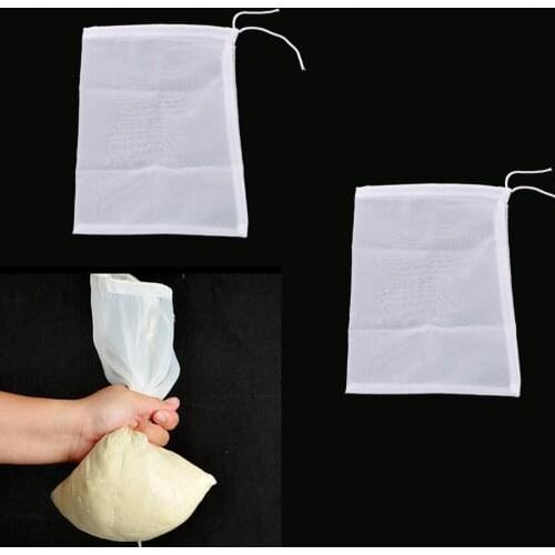 2 Pcs Milk Coffee Juice Reusable Nylon Mesh Strainer Filter Bag 15x20cm