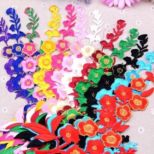 20 pieces 26CM*14CM Plum flower show clothes embroidery decals repair patch Ironing accessories flower clothing Patch sticker