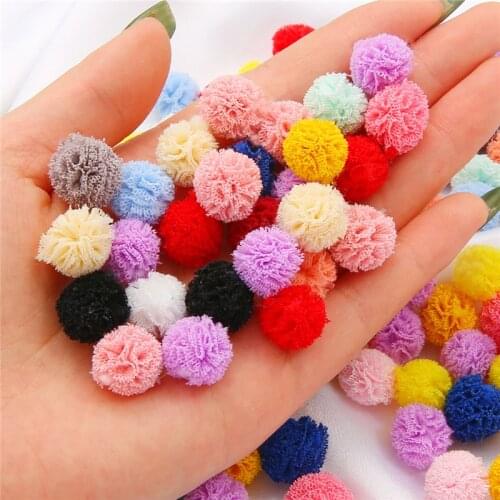 30-120Pcs 15mm Korea Lace Ball DIY Gauze Elastic Flower Pompoms Craft Plush Mesh Pendant For Handmade Kids Toys DIY Sewing Craft