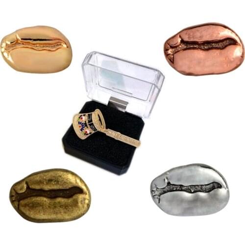 5pcs/set Creative Coffee Beans Brooches Metal Lapel Pins Charming Café Pot Badge with Box Women Men Clothing Backpack Gift