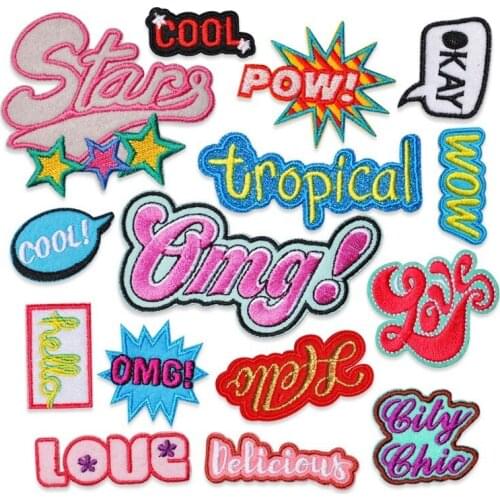 50pcs/lot Cartoon Alphabet Embroidery Patches Letters Clothing Decoration Accessories Diy Iron Heat Transfer Applique Patch