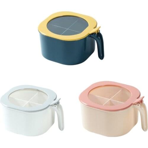 Spice Jar Pot 4 Compartment Condiment Box Seasoning Bottle Container with Lid