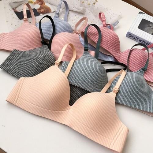Seamless Sexy Lingerie Fashion Stripe Women Bra Comfort Wire Free Underwear Push Up Female Bralette Brassiere