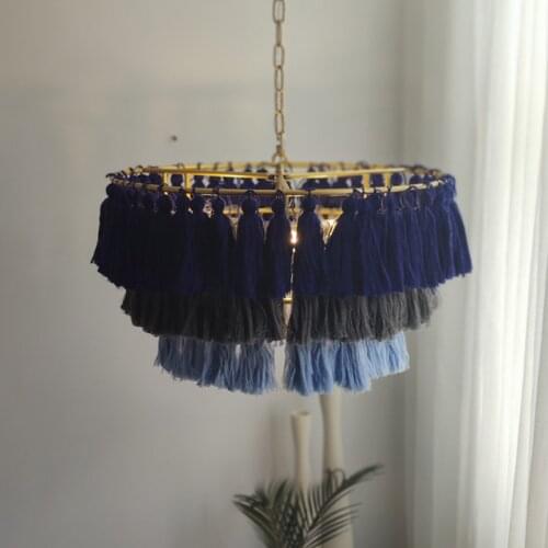 Bohemian handicraft art bedroom girl room chandelier Princess room warm romantic colorful tassel pendant lamp