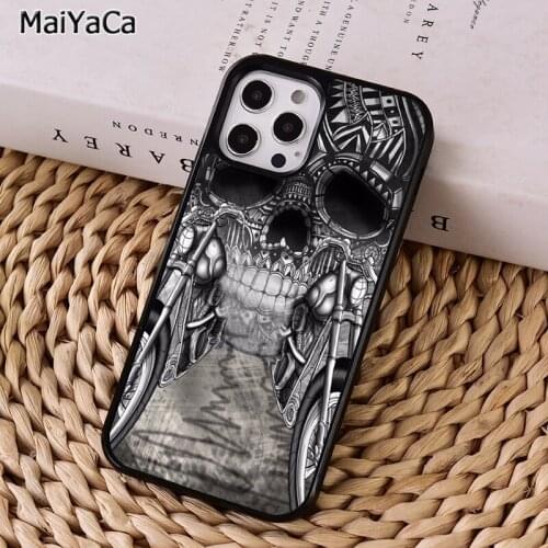MaiYaCa Motorbike biker chopper skull tatto Phone Case For iphone 11 12 mini Pro X XR XS MAX 6S 7 8 Plus 5S SE 2020 Cover Shell