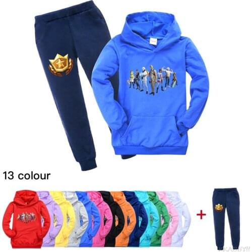 Fortnites Spring New Suit Cotton Kids Hoodie And Pant Two-piece Cartoon 4-16 Years Girl Boys Clothes Children Clothing Set