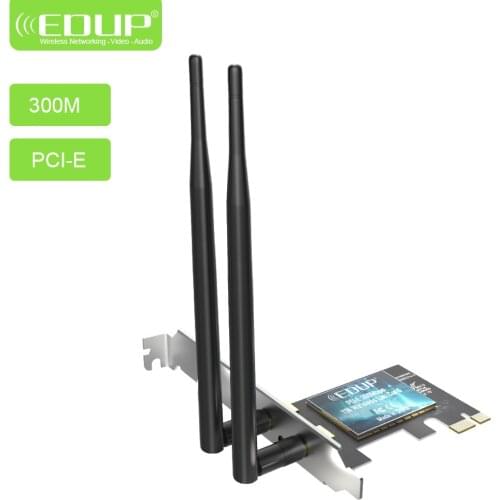 EDUP Wireless Network Adapter 300Mbps 2.4GHz PCI-E WiFi Card Network Card 802.11n For PC Desktop