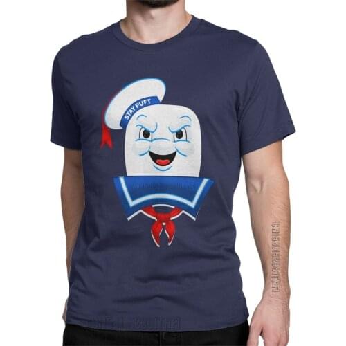 Mr. Marshmallow Destruction Ghostbusters T-Shirt Men Crazy Pure Cotton Tee Shirt Round Neck Classic T Shirts Clothing