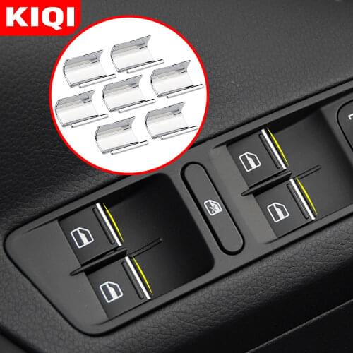 KIQI 7Pcs/Set ABS Chrome Car Window Lifter Knob Cover Trim for Volkswagen VW Jetta 2013 - 2021 Car-Styling Stickers