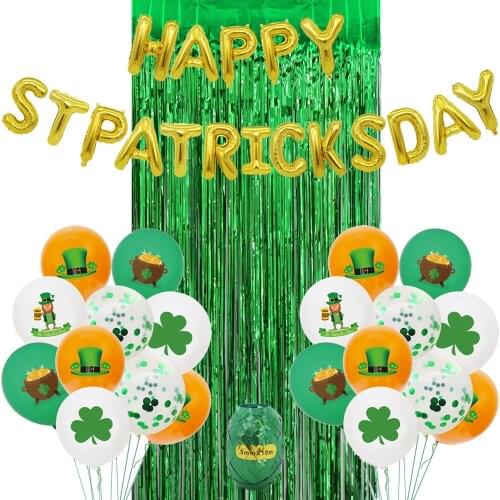Irish decoration St. Patricks Day theme party decorations Irish Party Supplies 12inch four-leaf clover latex balloons