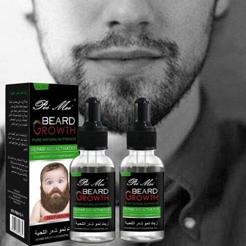2Pc 30ml Natural Men Beard Essential Oil Leave-in Conditioner Beard Enhancer Pro Nourishing Moustache Beard Growth Oil