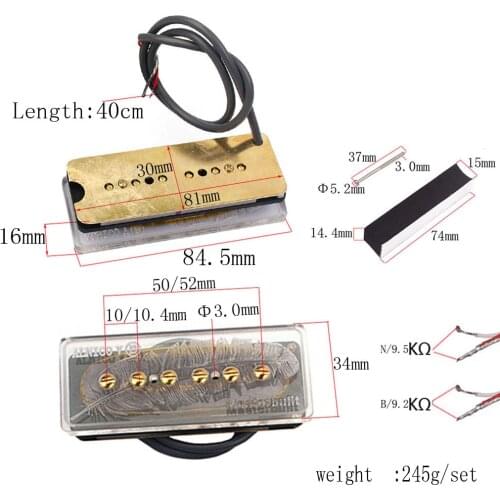 Hand Wound Alnico V Humbucker Pickup Single Coil Kit Screw Foam Cushion for Electric Guitar
