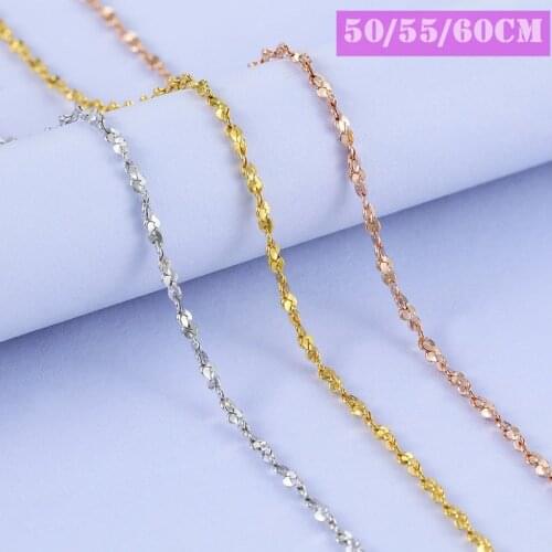 Lo Paulina New 1.5mm Shining Sky Stars Link Chain 50cm~60cm For Lady 925 Sterling Silver Statement Necklace Chain LPC28 Joyas