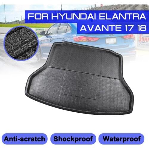 For Hyundai Elantra Avante 2017 2018 Car Rear Trunk Boot Mat Waterproof Floor Mats Carpet Anti Mud Tray Cargo Liner