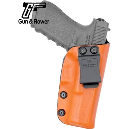 Gun&Flower Glock 17/22/31 Pistol Leather Exterior Kydex Interior Holster Open Top Kydex Case Gun Accessories