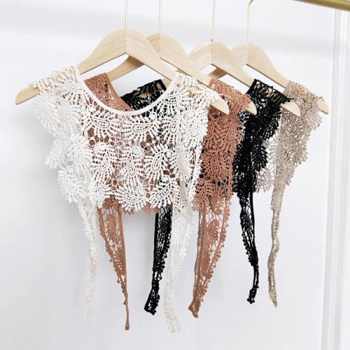 Lace Floral Scarves Decorative Scarf Hollow Out Knitted Scarf Triangle Scarves Cape Shawl Neck Collar Scarf Pashmina Harajuke
