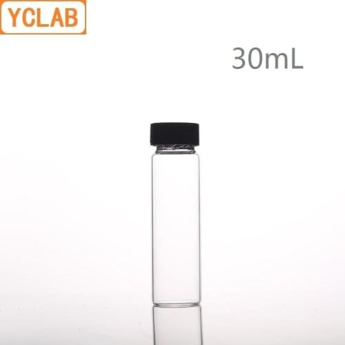 YCLAB 30mL Glass Sample Bottle Serum Bottle Transparent Screw with Plastic Cap and PE Pad Laboratory Chemistry Equipment