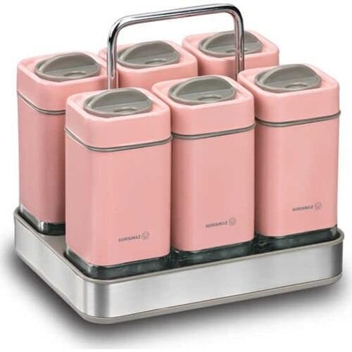 Magnolia 6 Pcs Spice Team Pink Spice Jars Sugar Bowl Seasoning Organized The Kitchen Tool Sets Kitchen Utensils
