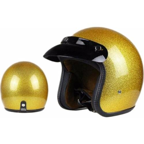 Shine Gold DOT Retro Motorcycle Helmet Moto Helmet Scooter Vintage Half Face Biker Motorbike Crash Moto Helmet Casco Moto