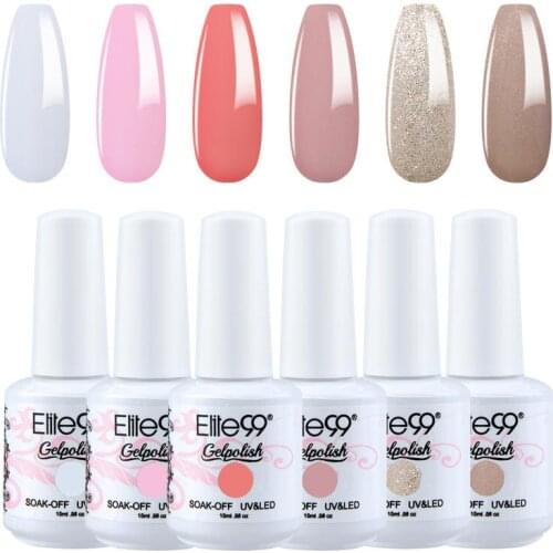 Elite99 6Pcs 15ml Nail Gel Polish Set For Manicure Nail Art Gel Lacquer Semi Permanent Soak Off Hybrid Varnishes UV Gel Polish