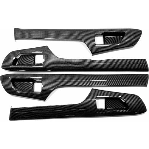 For Toyota Highlander 2021 2022 ABS Carbon Fiber Inner Door Panel Frame Strips Cover Bowl Panel Trims Car Accessories