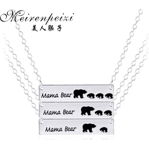 New ArrvalMama Bear Pendant Necklace Bear Mom And Three Baby Bear Mothers Day Birthday Gift Cute Animal Necklace Summer Jewelry