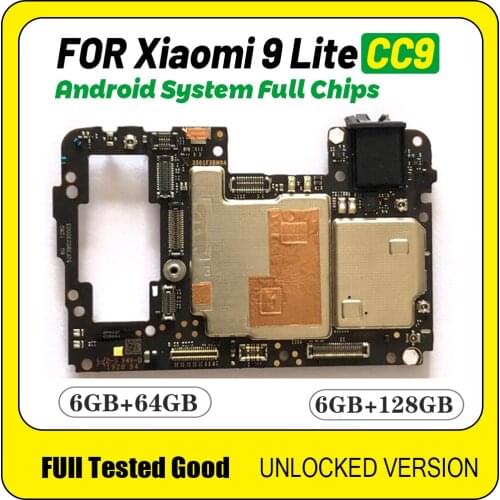 64G 128G Unlocked MainBoard Good Work For Xiaomi CC9 MiCC9 Mi 9 Lite Motherboard Logic Board With full Chips Circuits Flex Cable
