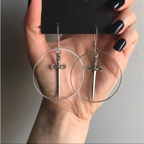 Silver Color Sword Earrings The Dark Witch Gothic Antique Sword Jewelry Gift Women Classical New Fashion Delicacy Beautiful 2021