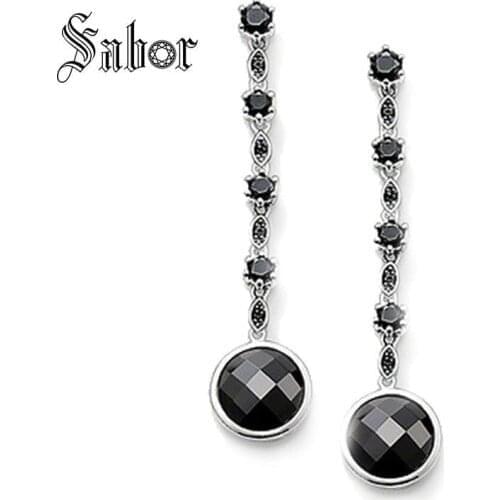 Black Star Round Swan Neck Drop Earrings 2020 New Fashion Jewelry party silver color Gift For Women thomas