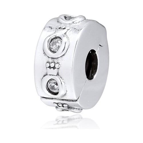 Sparkling Crown O Clip Beads for Jewelry Making Clear CZ Crystal Beads for Charms Bracelets Sterling Silver 925 Jewelry 2019 New
