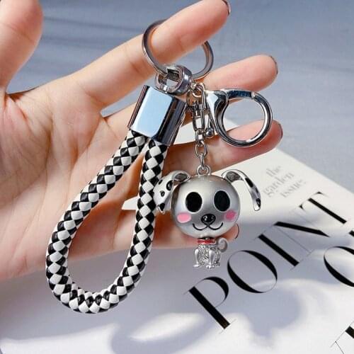 Light luxury keychain for car keys Creative metal puppy car keychain cute dog couple key chain ring cartoon schoolBagPendantGift