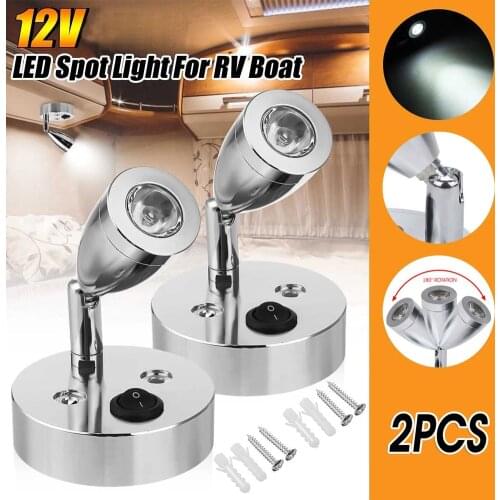 2pcs Led Spot Reading Lights Switch Bedside Camper Caravan Van Boat Interior Details Car Lamps Dc12v 3w Automotive Goods