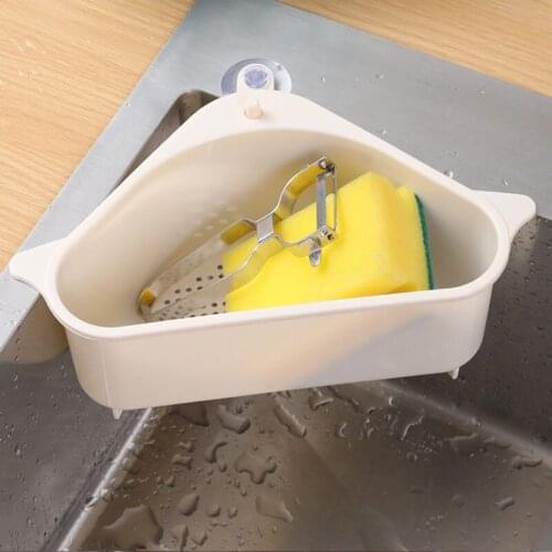 Triangle Shape Drain Rack Kitchen Sink Storage Rack Suction Cup Washing Bowl Sponge Holder Bathroom Corner Kitchen Organizer U3
