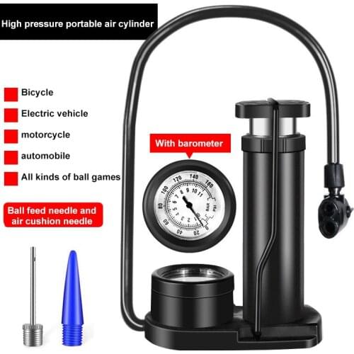 Bike Pump Mini Portable Bicycle Foot Pump With Pressure Gauge Bike Tire Air Pump With Gas Ball Needle For All Bike Fits Presta