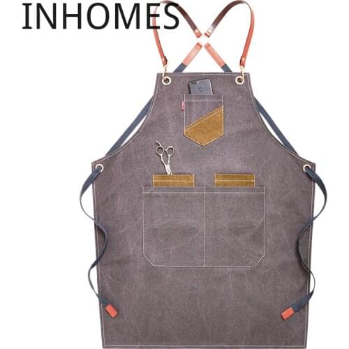 Waterproof Apron Kitchen Custom Logo Floral Nail Haircut Milk Coffee Tea Shop Barista Restaurant Chef Work Clothes delantal