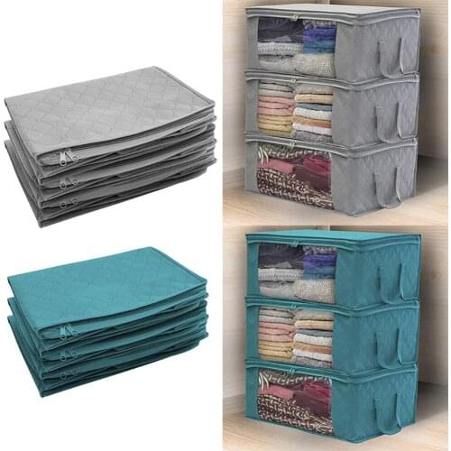 Clothes Storage Boxes Organizer Box Clothes Collecting Case Non Woven Fabric Foldable With Zipper Moisture-proof Storage Bag