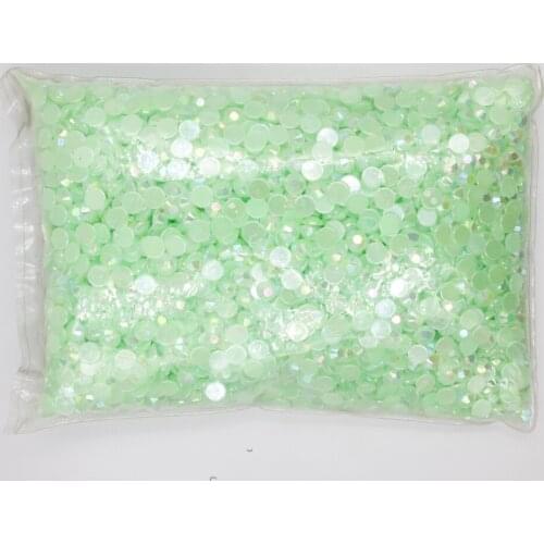 Jelly Peridot AB Color 1.5~7mm Flat Back Round Acrylic Rhinestones Beads / Stones ,3D Acrylic Nail Art / Garment Decoration