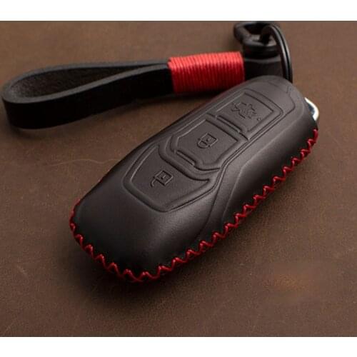 1 Pcs Genuine Leather Car Key Case Key Cover Holder Fob For Ford fusion 2014 Mondeo EVEREST Ecosport Ranger Escape Car Styling