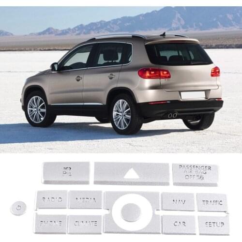 14Pcs Center Console Navigation Button Stickers Air Conditioner Adjust Cover Trim Car Interior for Touareg 2011-2015