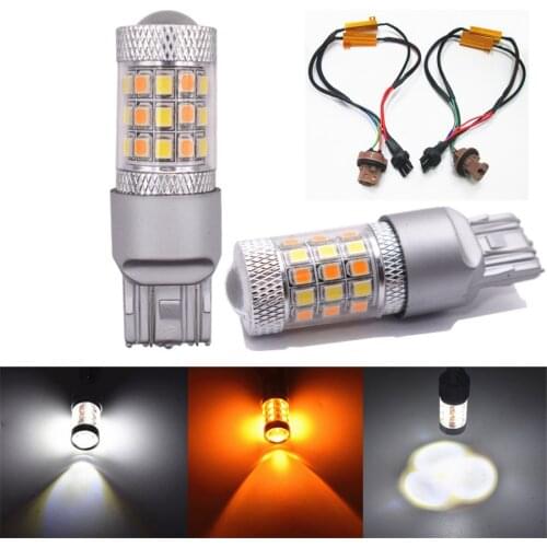 2 Pieces 7443 42SMD 2835 LED Bulbs Turn Signal light Switchback White/Amber Error-Free Turn Signal Bulbs