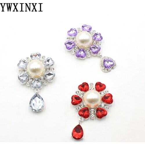 YWXINXI 2Pcs new alloy flower peach heart flat brooch, DIY handmade romantic wedding dress party decoration accessories