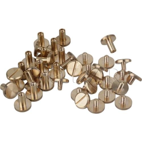 BQLZR 20pcs10x4x6mm Flat Chicago Binding Screws Posts Brass Scrapbooking Nail Rivets