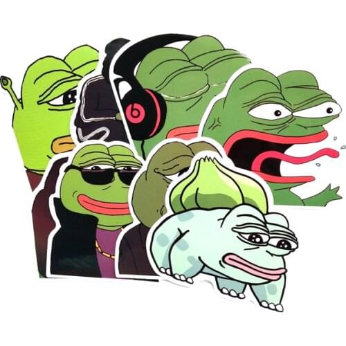 8 Pcs/set Cartoon Sad Pepe Frog Anime PVC Waterproof Stickers Kids Toys Decor Suitcase Notebook Bicycle Car Guitar Skateboard